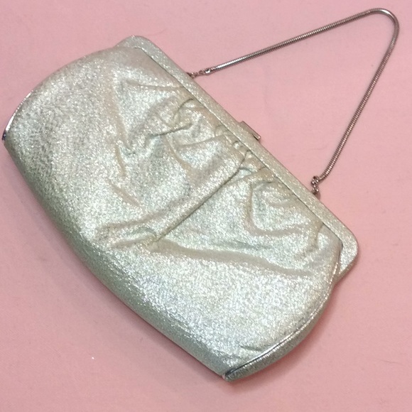 FINAL SALE PRICE Golden Sparkly Clutch/Purse w/Brown Satin Lining - Picture 4 of 5